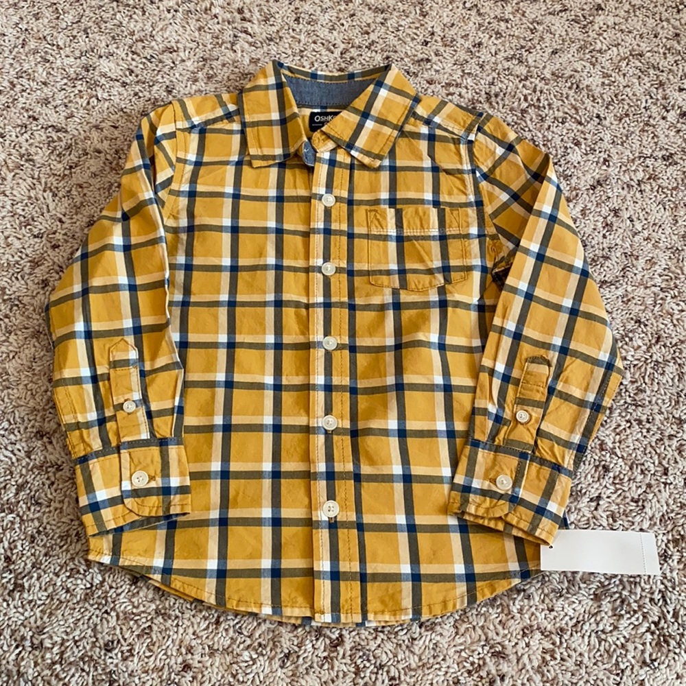 NWT OshKosh brand boy’s plaid button down shirt